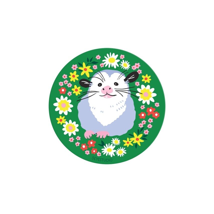 Stor sticker - Opossum in flowers