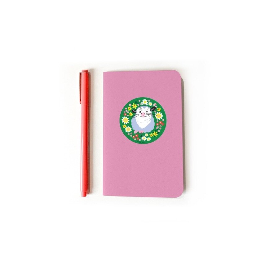 Stor sticker - Opossum in flowers