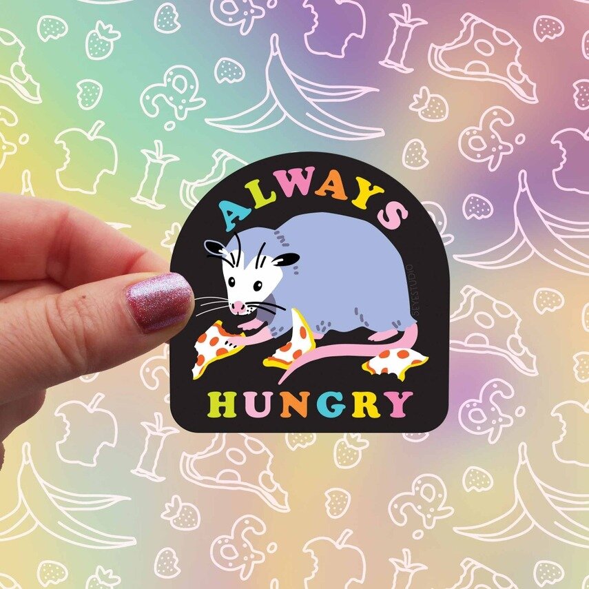 Stor sticker - Always hungry opossum