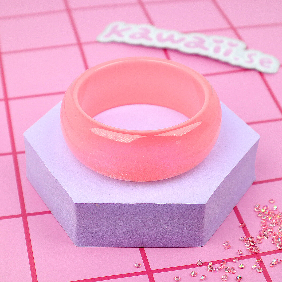 Armband - Rund Rosa Glitter