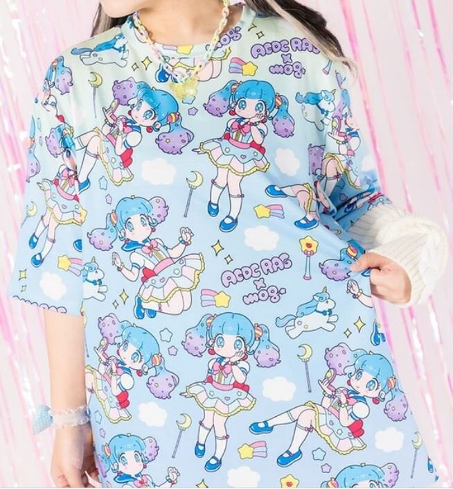 Oversize t-shirt  - Yume-chan, blå