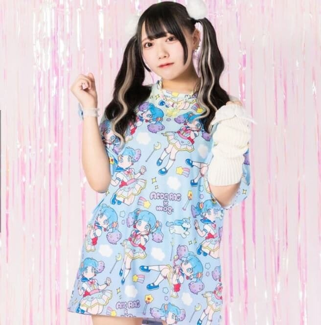 Oversize t-shirt  - Yume-chan, blå