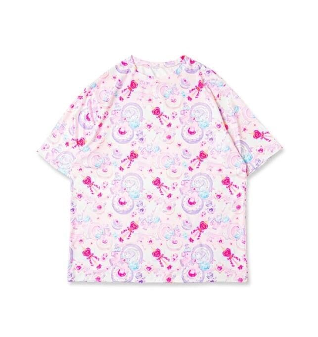Oversize t-shirt  - Pastel unicorn, rosa