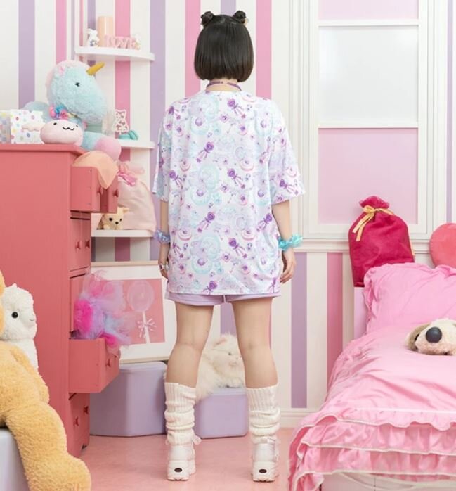 Oversize t-shirt - Pastel unicorn, lila