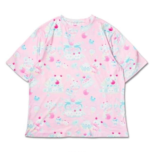 Oversize t-shirt  - Fluffy pink pastel cat