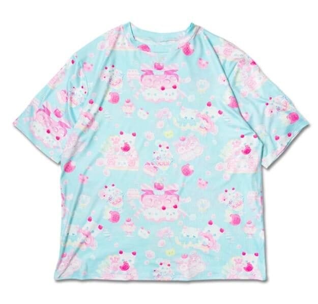 Oversize t-shirt  - Fluffy blue pastel cat