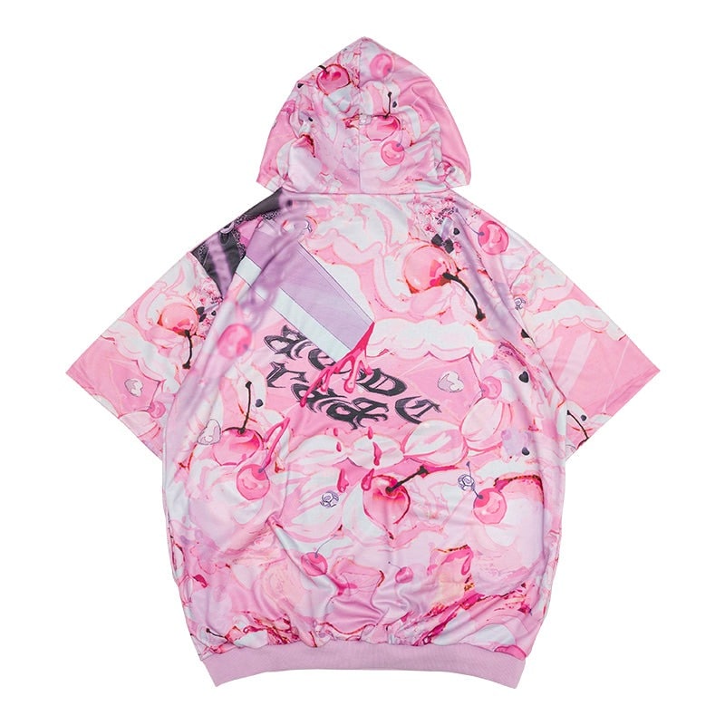 Oversize Short Sleeve Hoodie - Pink Lovepunk