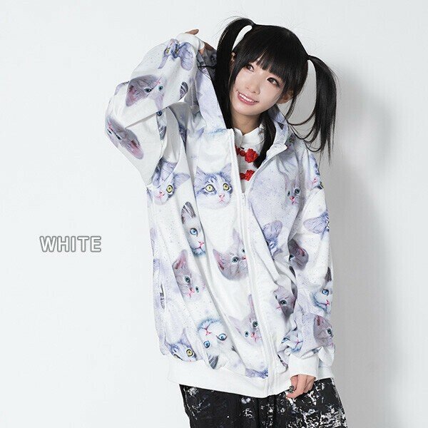 Oversize hoodie - Space Cat White