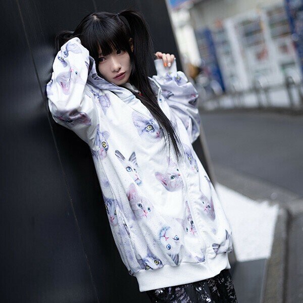 Oversize hoodie - Space Cat White