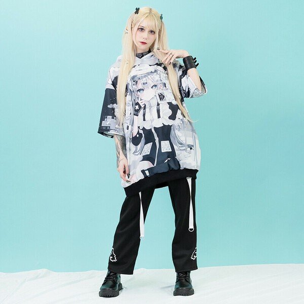 Oversize Short Sleeve Hoodie - Game Over