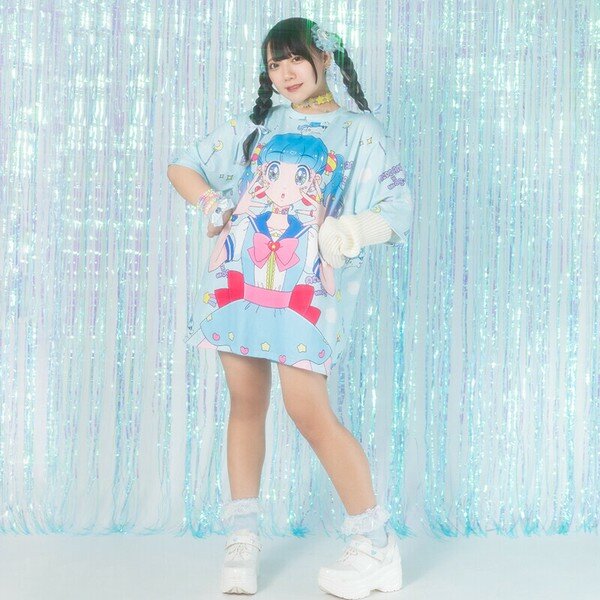 Oversize t-shirt - Yume-chan blå