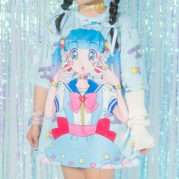 Oversize t-shirt - Yume-chan blå