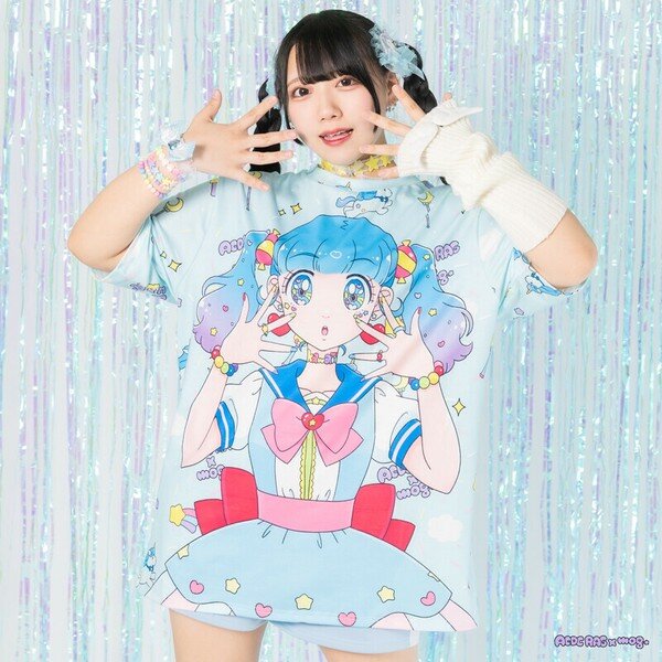 Oversize t-shirt - Yume-chan blå