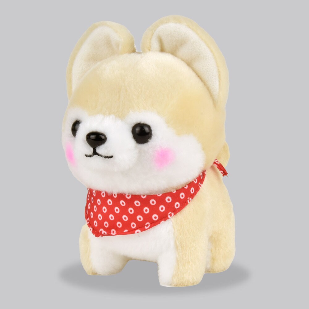 Plushie beige shiba med scarf 14cm