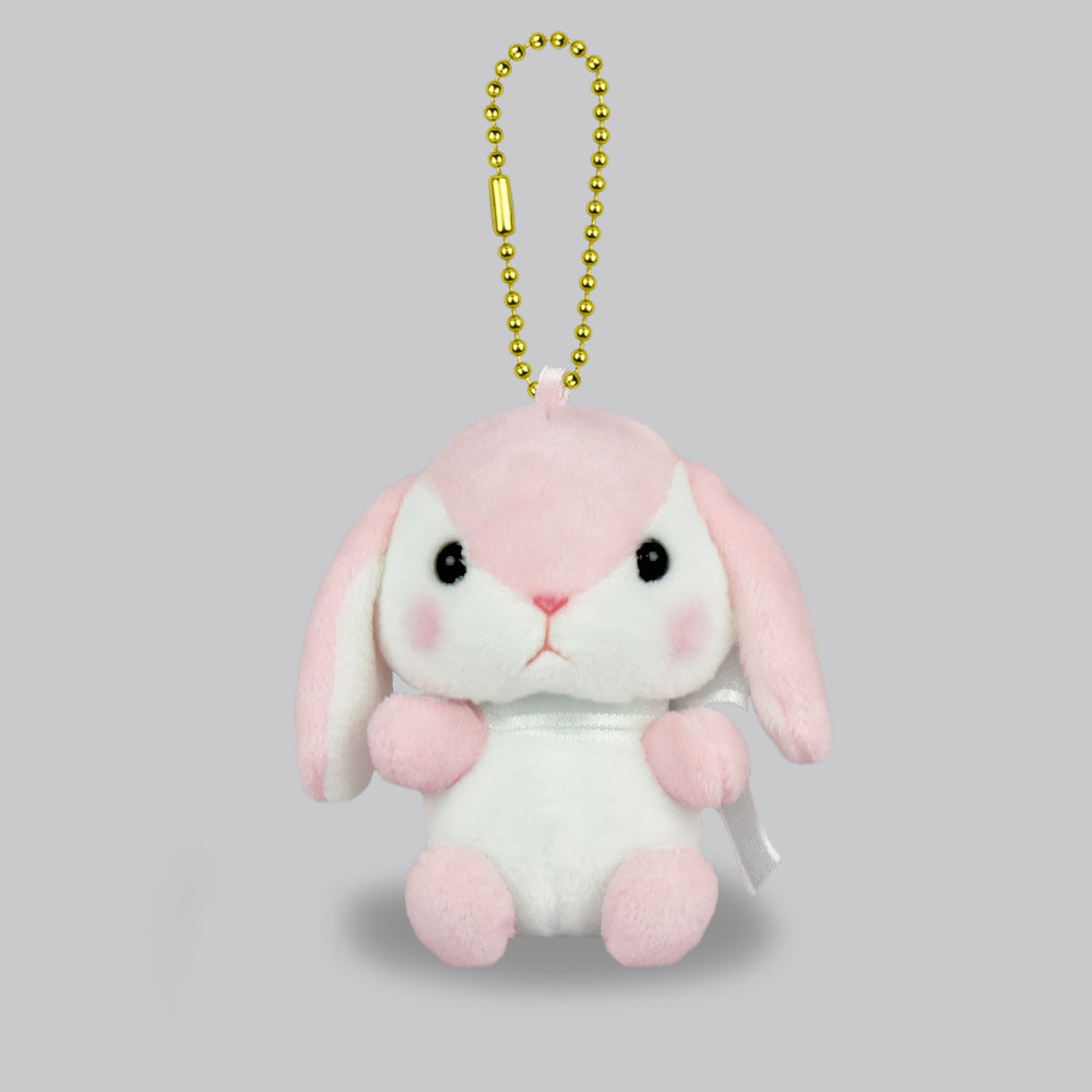 Plushie-hänge rosa-vit kanin