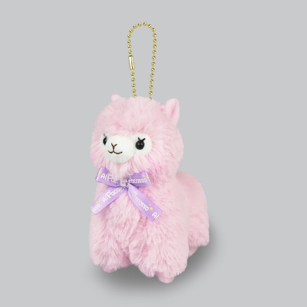 Plushie-hänge rosa alpacka med rosett