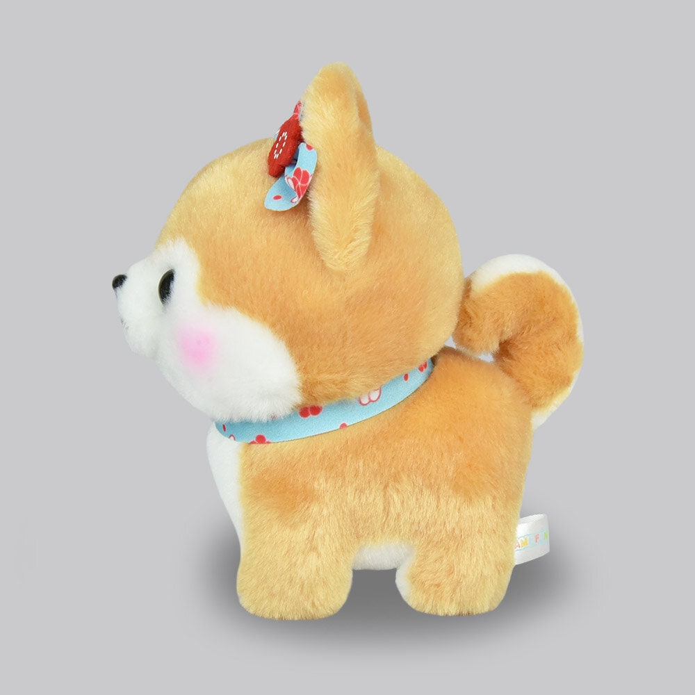 Plushie shiba med rosett 14cm