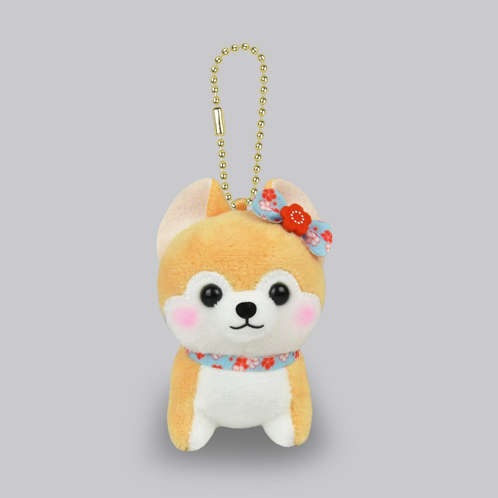 Plushie-hänge shiba med rosett