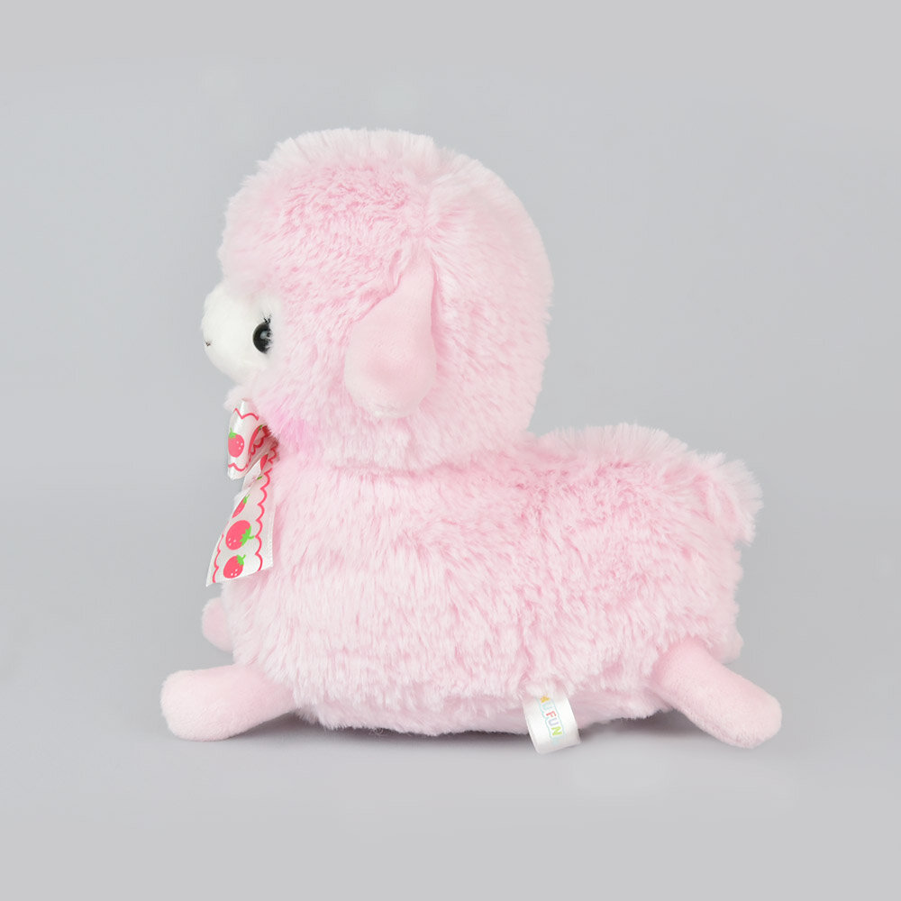 Plushie rosa alpacka med jordgubbsrosett 14cm