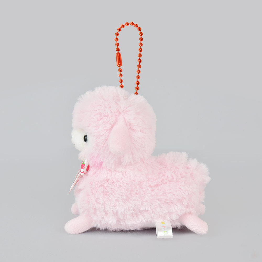 Plushie-hänge rosa alpacka med jordgubbsrosett