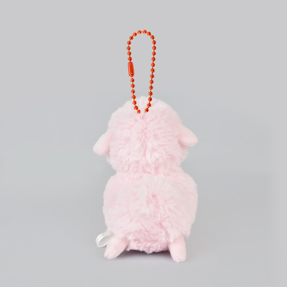Plushie-hänge rosa alpacka med jordgubbsrosett