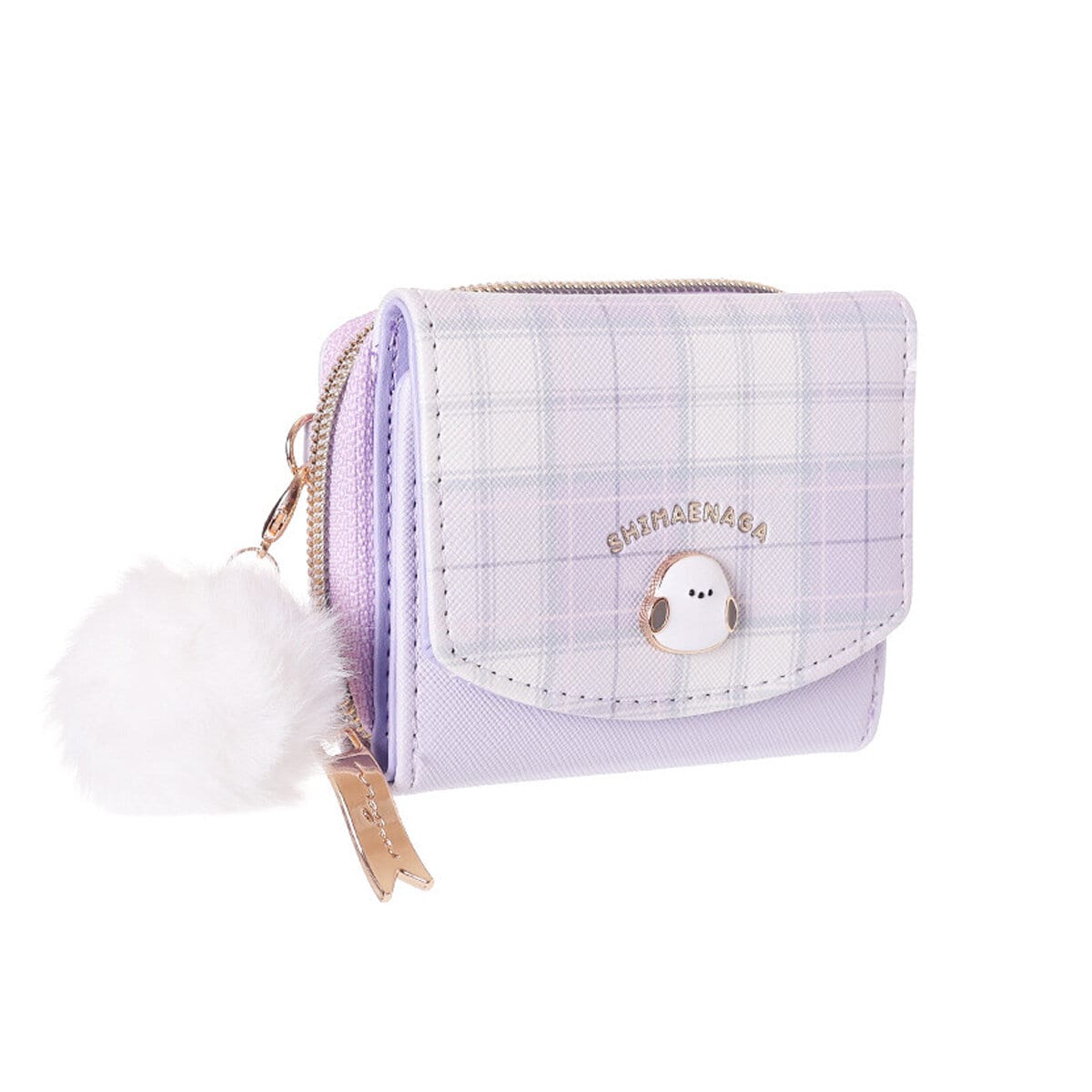 Plånbok med Pompom - Lila/rutig Snow Fairy