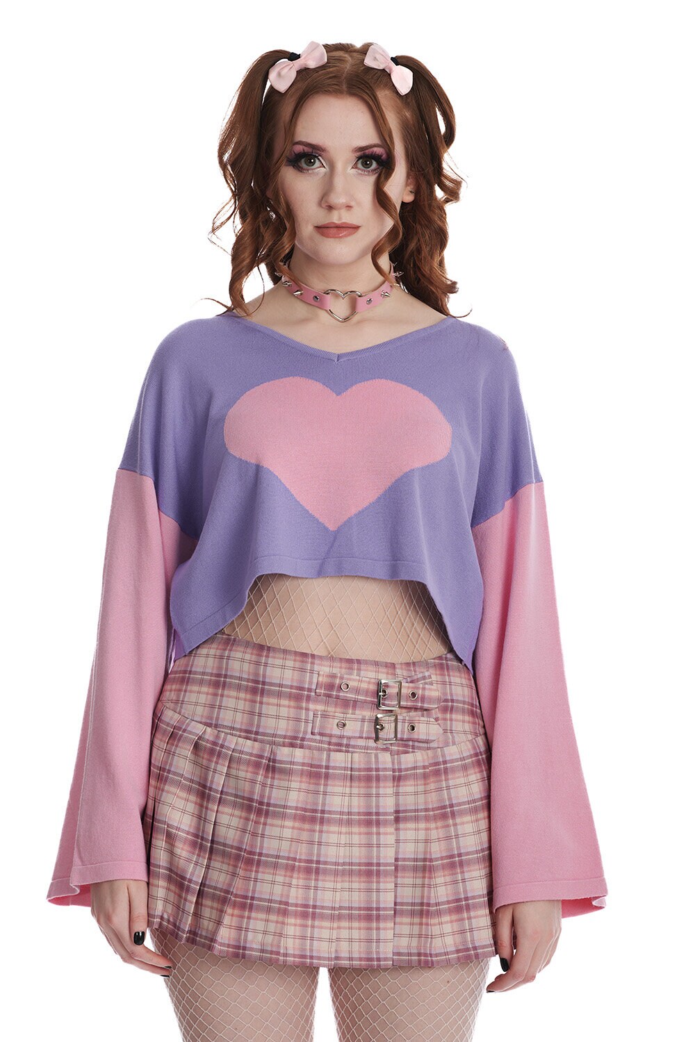 Pastel heart crop sweater