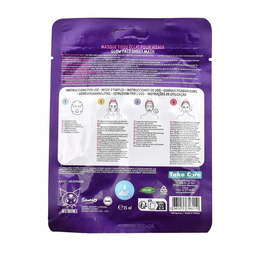 Kuromi moisturizing face sheet mask (9948)