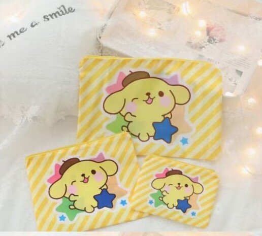 Gula randiga necessärer 3-pack - Pompompurin