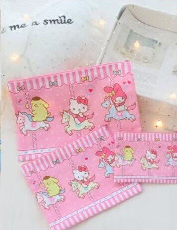 Rosa necessärer 3-pack - Sanrio-kompisar karusell