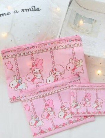 Rosa necessärer 3-pack - My Melody åker karusell