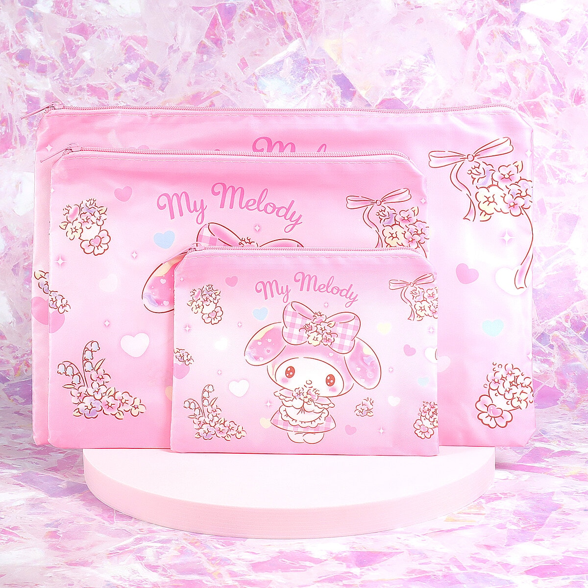 Necessär 3-pack - My Melody med blommor