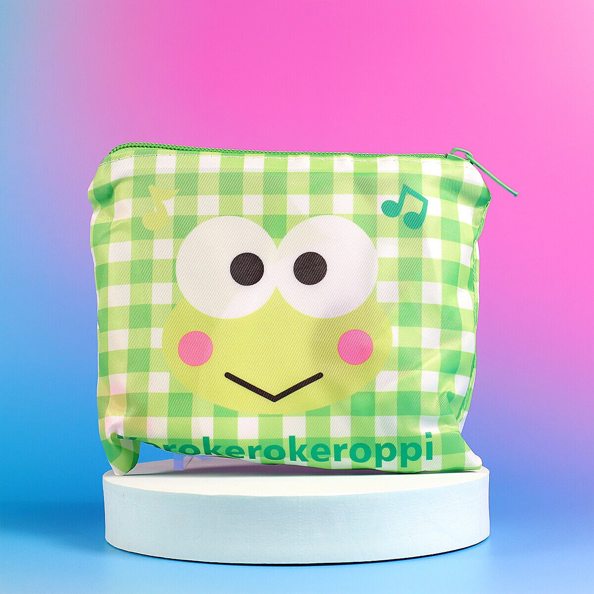 Ihopvikbar shoppingpåse - Rutig Keroppi