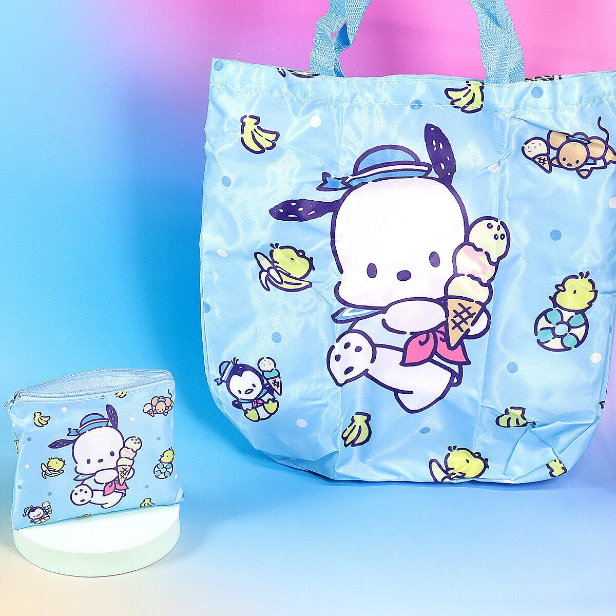 Ihopvikbar shoppingpåse - Pochacco med glass