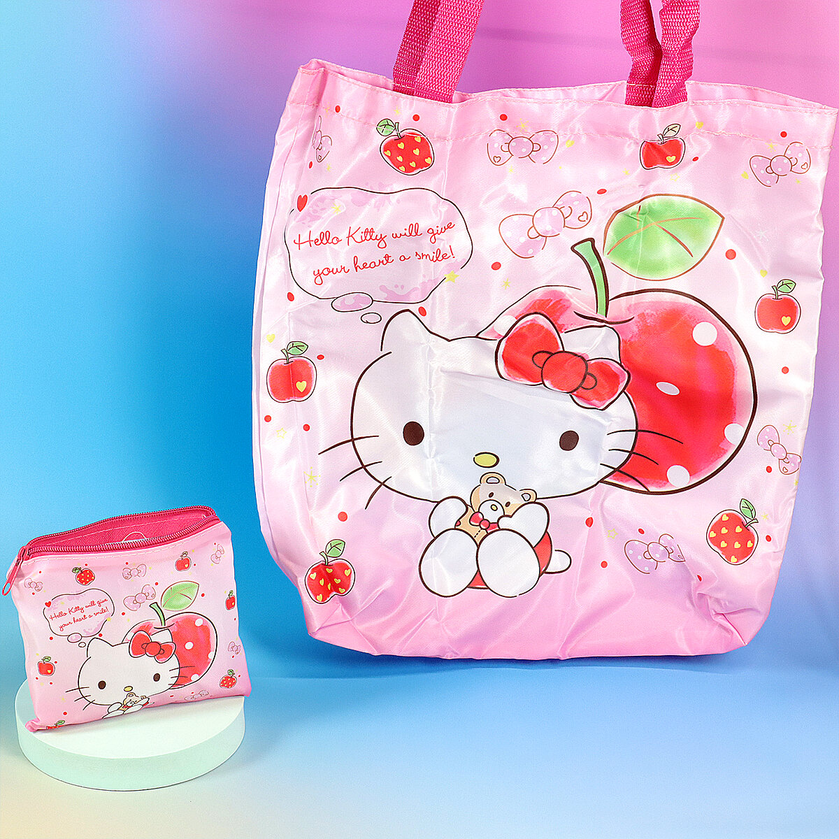 Ihopvikbar shoppingpåse - Hello Kitty apple 