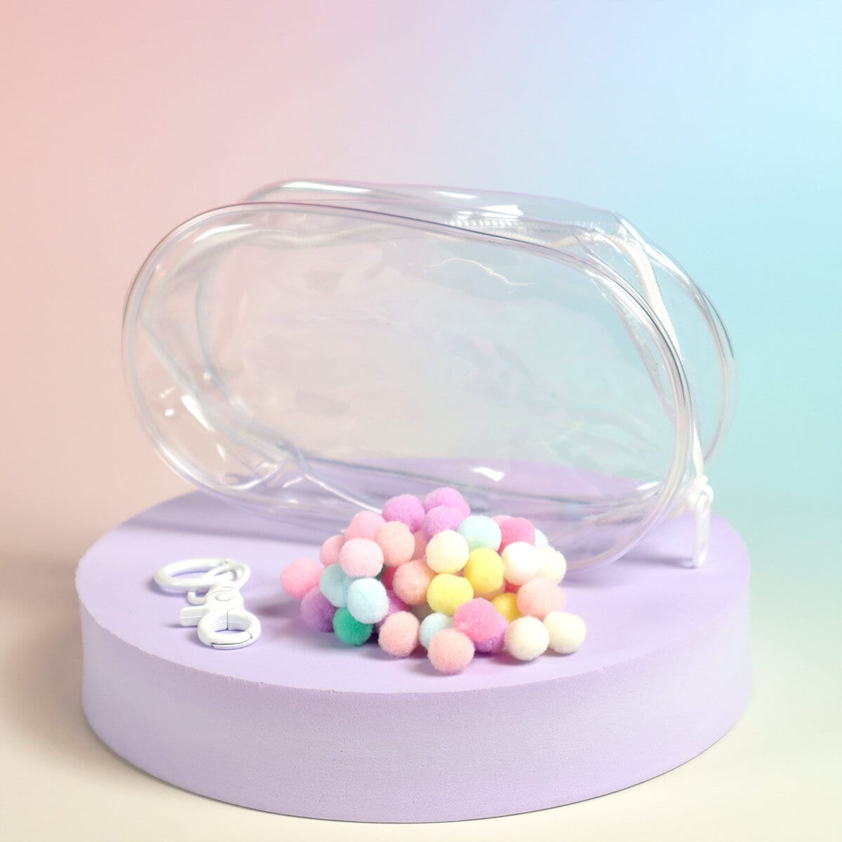 Display bag med pompoms - Vit