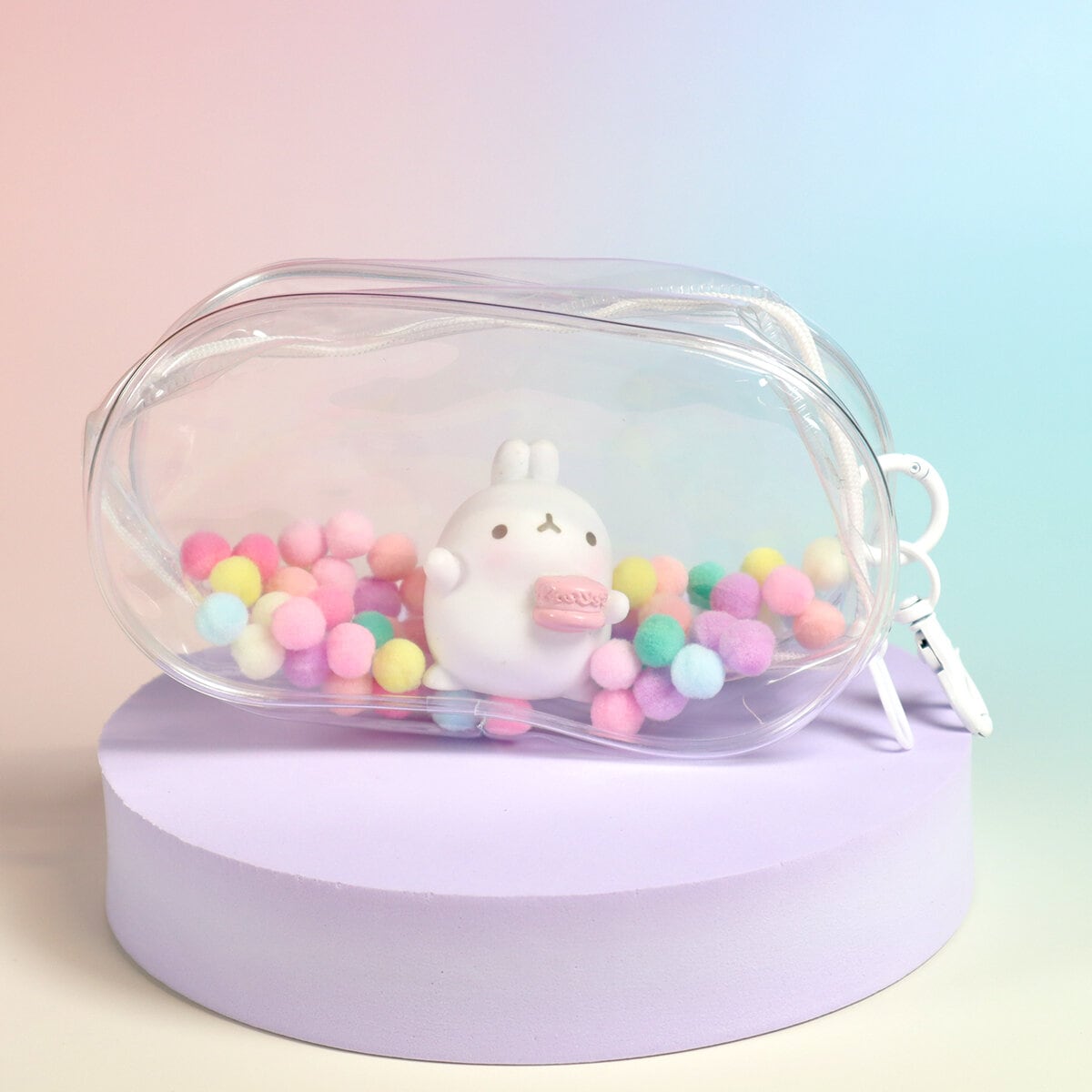 Display bag med pompoms - Vit