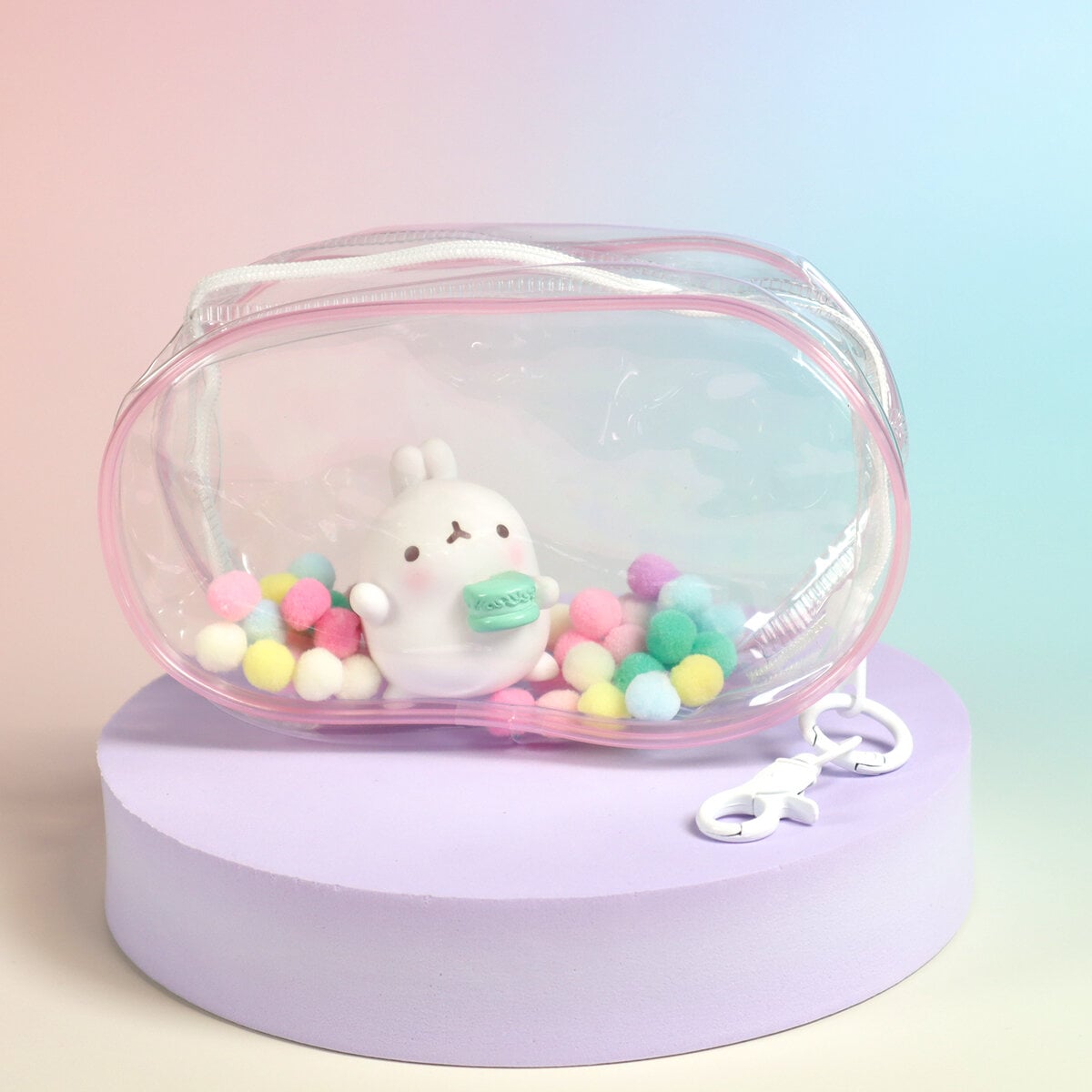 Display bag med pompoms - rosa