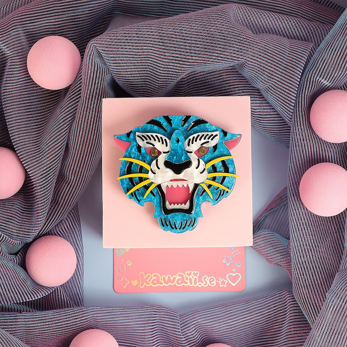 Brosch - Blå tiger