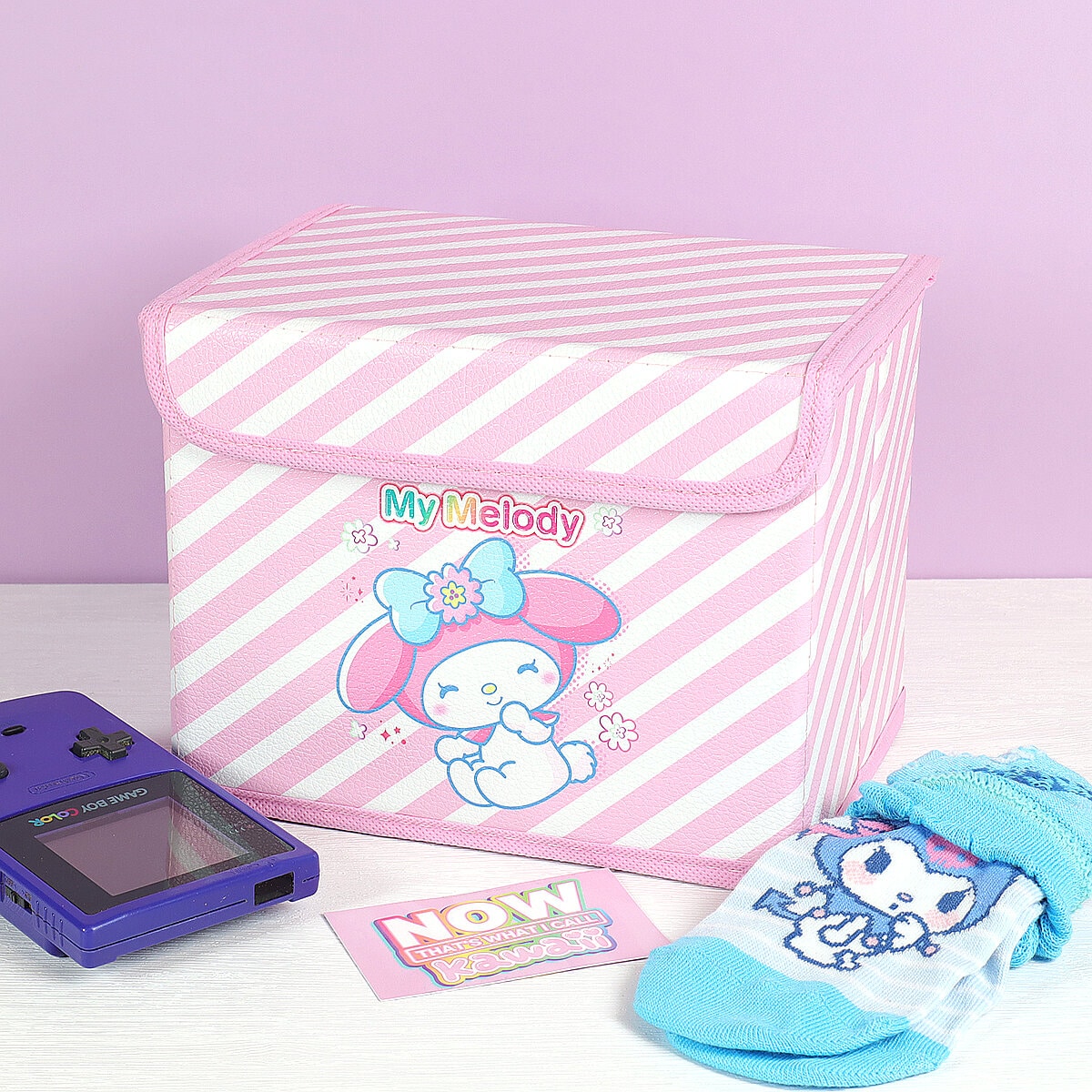 Randig rosa låda med lock - My Melody