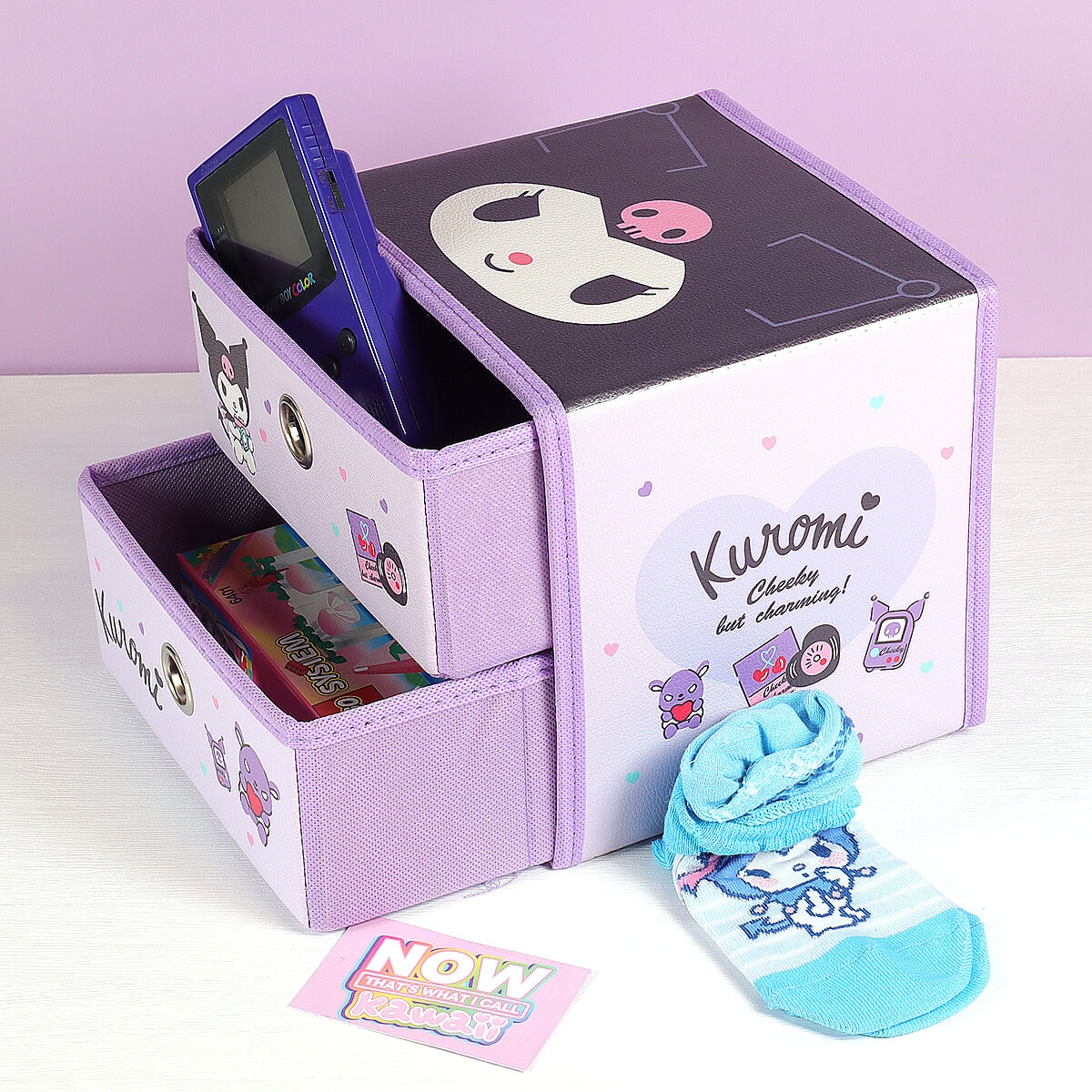 Lila byrå med 2 lådor - Cheeky Kuromi