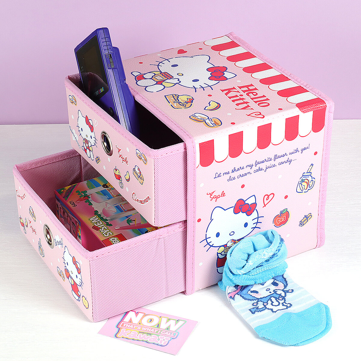Rosa byrå med 2 lådor - Hello Kitty dessert