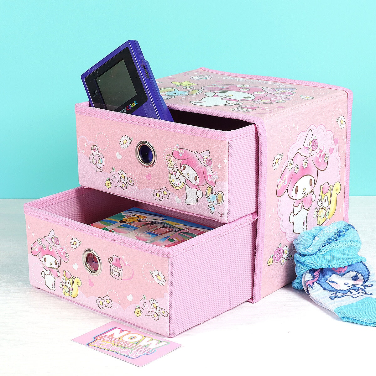 Rosa byrå med 2 lådor - My Melody & Risu