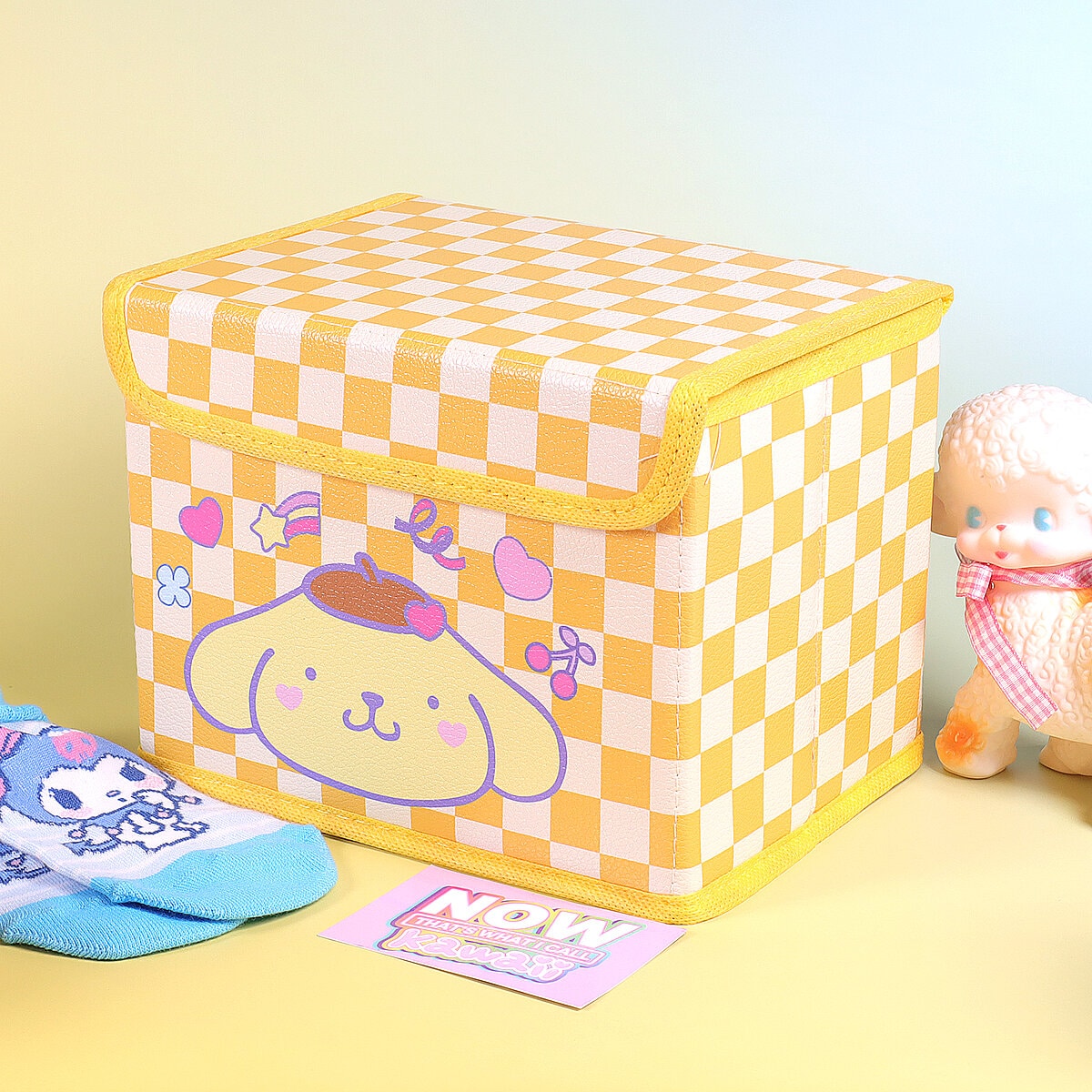 Rutig gul låda med lock - Cute Pompompurin