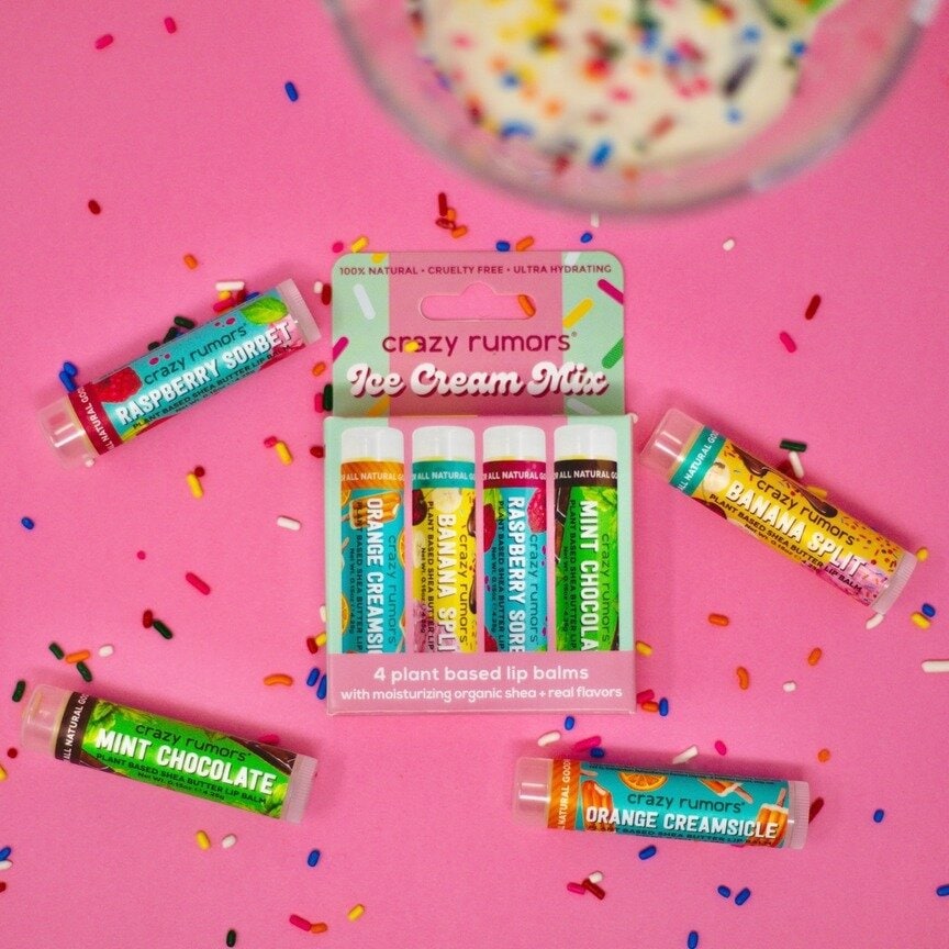 4 Pack Lip Balm, Ice Cream Mix