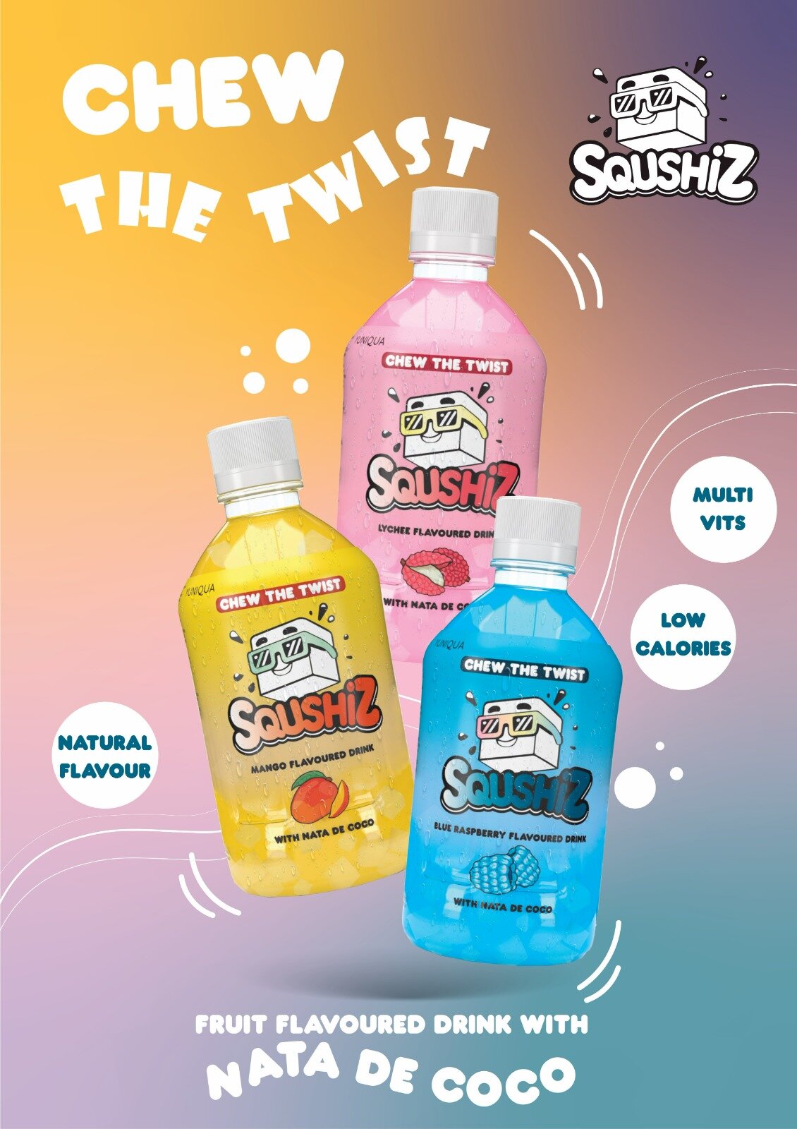 SQUSHiZ Blue Raspberry with nata de coco 350ml