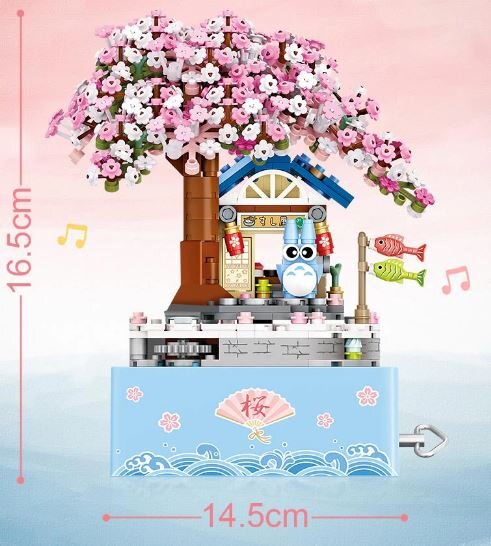 Mini-byggsats och speldosa Totoro Cherry Blossom (1221)