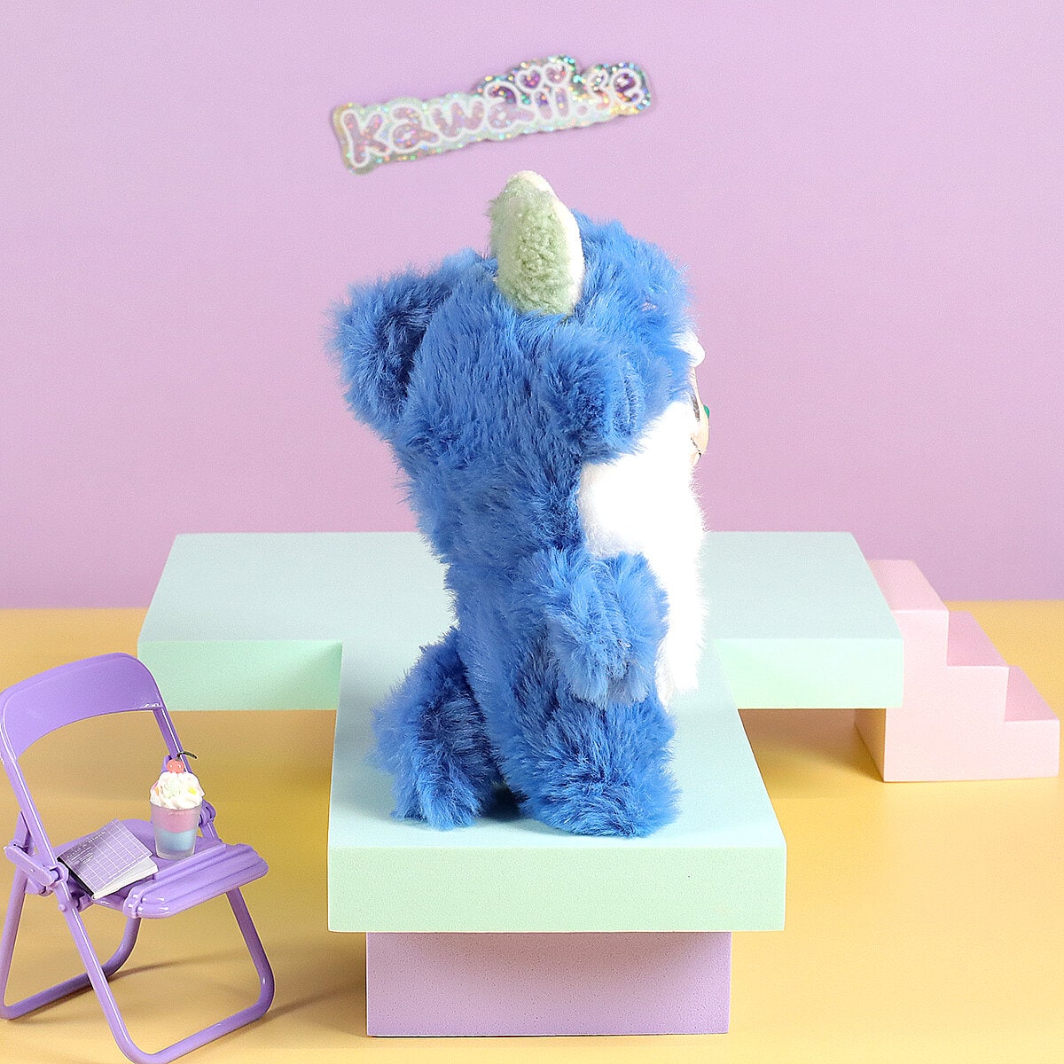 Blå fluffig val-kigurumi