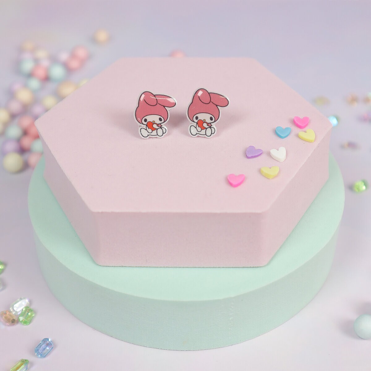 Stiftörhängen - My Melody med hjärta