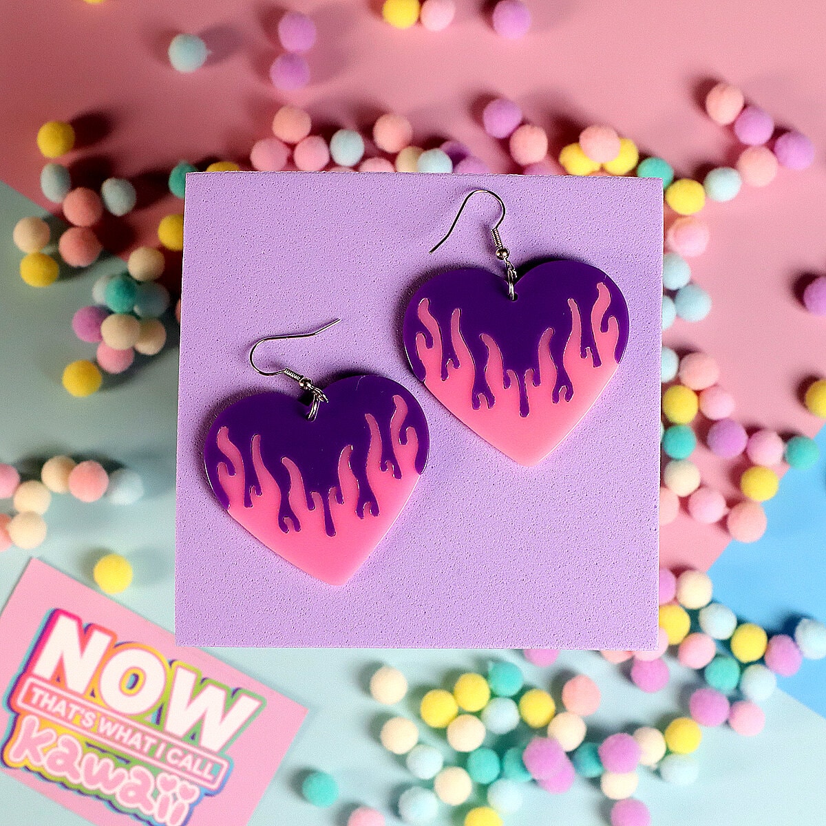 Örhängen - Pink Flaming Heart